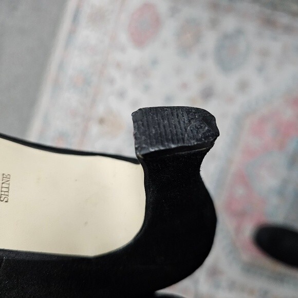 Black Witchcore Witch Gothic Heels Size 9 Suede Ribbon Crisscross Detail Pointed - Picture 8 of 13